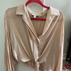 Satin tie-front blouse!
